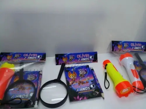 Kit Detetive Labrador Bloquinho+mini Lápis+lanterna+lupa