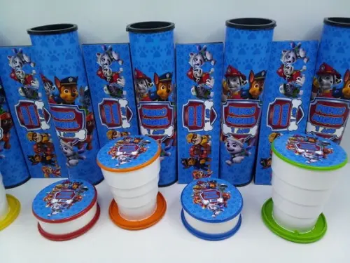 Kit Dominó + Pega Varetas + Copo Retrátil Patrulha Canina