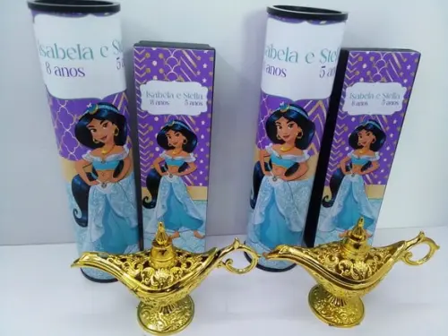 Kit Domino + Pega Varetas + Mini Lâmpada Aladim Tema Jasmine