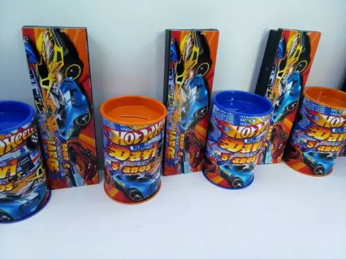 Kit Domino e Cofre Tema Hot Wheels