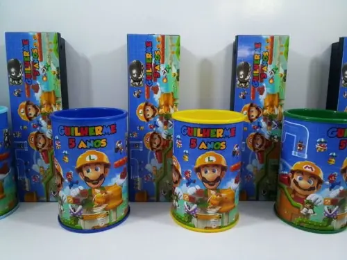 Kit Domino e Cofre Tema Super Mario