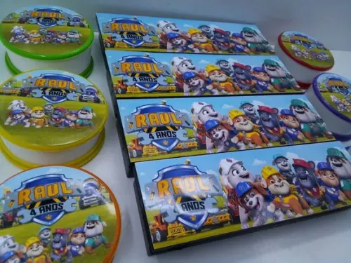 Kit Domino e Copo Retratil Tema Patrulha Canina