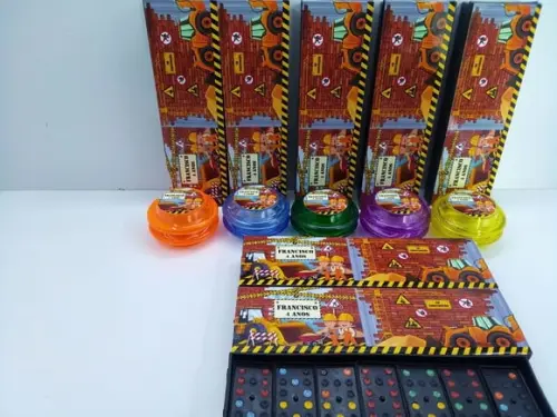 Kit Domino e Ioio Personalizado Tema Construção