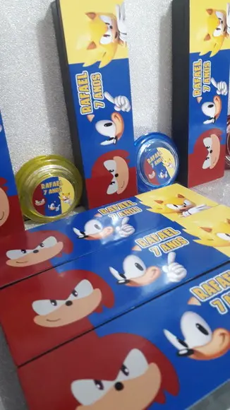 Kit Domino e Ioio Personalizado Tema Sonic