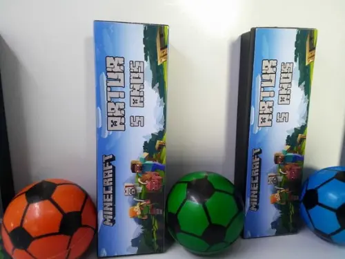 Kit Domino e Mini Bola Macia 6x6cm Tema Minivcraft