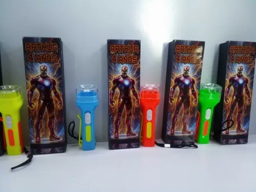 Kit Domino e Lanterna Personalizado Tema Homem de Ferro