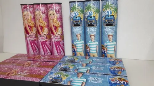 Kit Domino e Pega Varetas Barbi e Ken