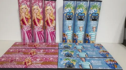 Kit Domino e Pega Varetas Barbi e Ken