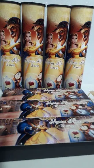 Kit Domino e Pega Varetas Personalizado a Bela e a Fera