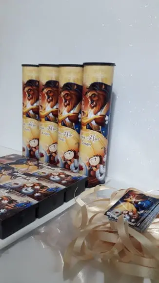 Kit Domino e Pega Varetas Personalizado a Bela e a Fera