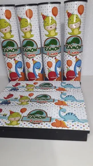 Kit Domino e Pega Varetas Personalizado Dinossauro Baby