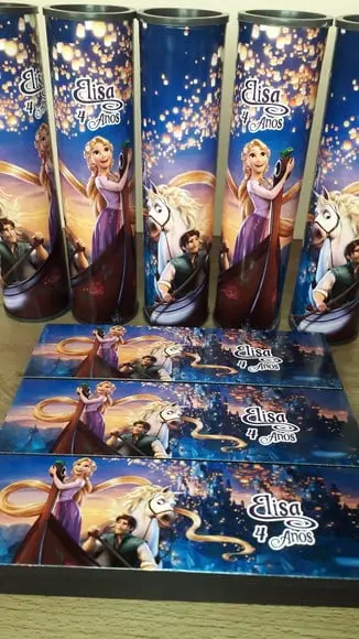 Kit Domino e Pega Varetas Personalizado Enrolados Rapunzel