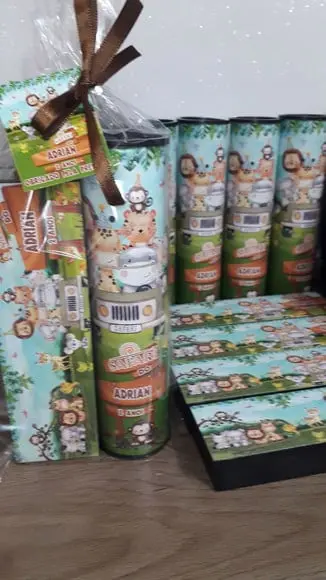 Kit Domino e Pega Varetas Personalizado Safari Baby