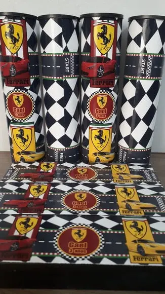 Kit Domino e Pega Varetas Personalizado Tema Ferrari