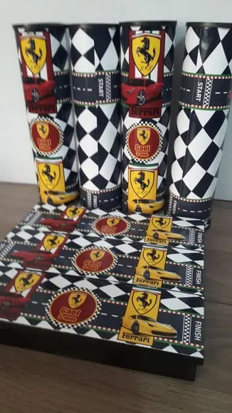 Kit Domino e Pega Varetas Personalizado Tema Ferrari