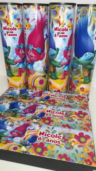 Kit Domino e Pega Varetas Personalizado Trolls