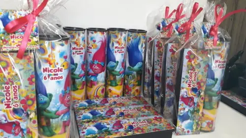 Kit Domino e Pega Varetas Personalizado Trolls