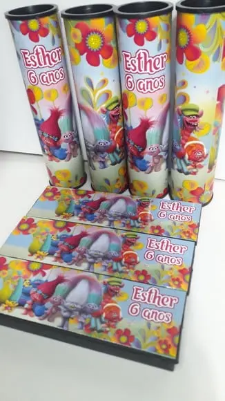 Kit Domino e Pega Varetas Personalizado Trolls