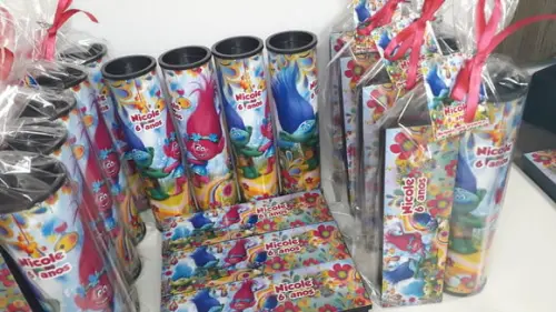 Kit Domino e Pega Varetas Personalizado Trolls