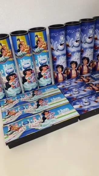 Kit Domino e Pega Varetas Tema Jasmine e Aladim