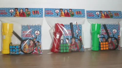 Kit Dpa Bloquinho + Mini Lápis + Lanterna + Lupa + Mini Cubo