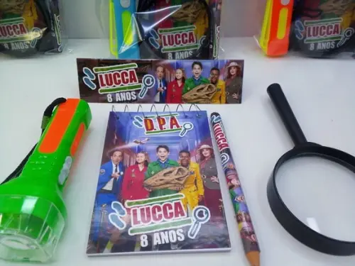 Kit Dpa Bloquinho+mini Lápis+lanterna+lupa