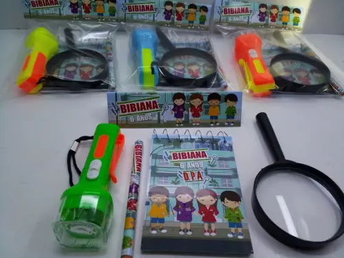 Kit Dpa Bloquinho+mini Lápis+lanterna+lupa