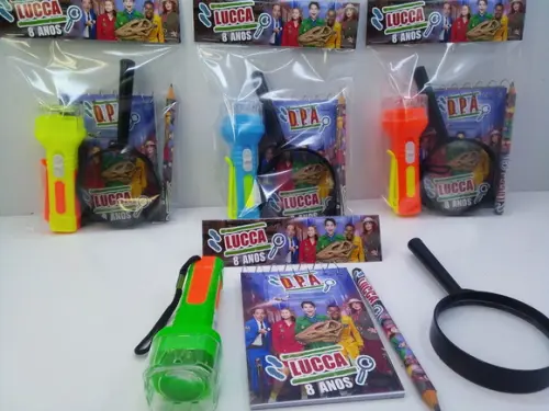 Kit Dpa Bloquinho+mini Lápis+lanterna+lupa