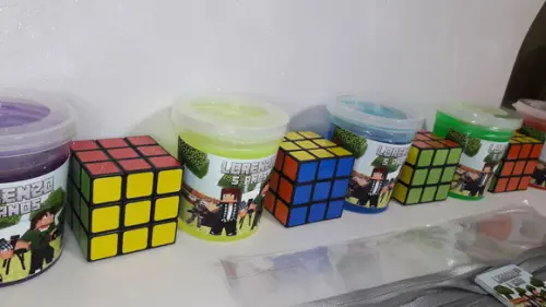 Kit Geleca + Cubo Magico Tema Minicraf