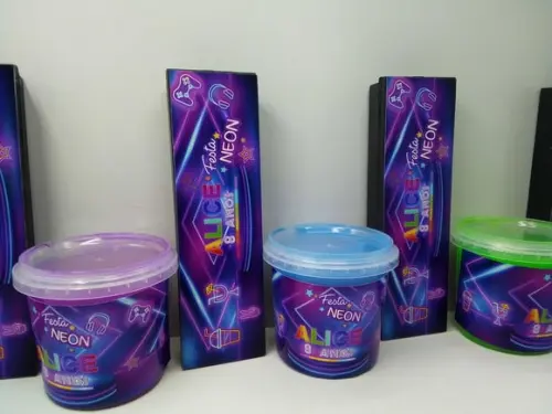 Kit Geleca Tipo Slime + Dominó Tema Neon