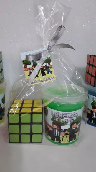 Kit Geleca + Cubo Magico Tema Minicraf