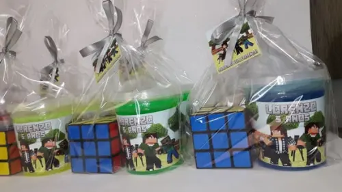 Kit Geleca + Cubo Magico Tema Minicraf