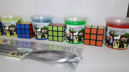 Kit Geleca + Cubo Magico Tema Minicraf