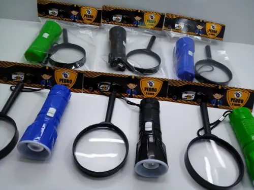 Kit Lanterna e Lupa Tema Policia Militar