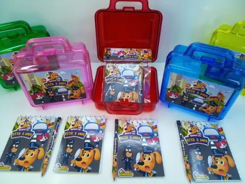 Kit Maletinha + Bloquinho + Mini Lápis Tema Labrador
