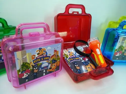 Kit Maletinha + Lupa + Lanterna +bloquinho e Mini Lapis