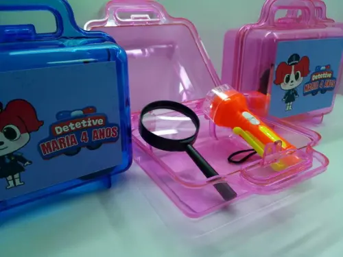 Kit Maletinha Acrilica Lanterna e Lupa Detetive Labrador