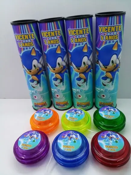 Kit Pega Varetas e Ioio Personalizado Tema Sonic