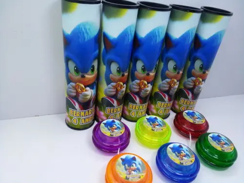 Kit Pega Varetas e Ioio Personalizado Tema Sonic Baby