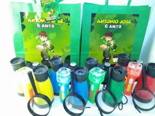 Kit Sacolinha + Binóculo + Lanterna + Lupa Tema Ben 10
