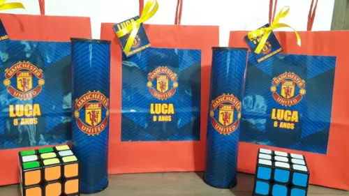 Kit Sacolinha + Cubo Magico + Pega Varetas Manchester