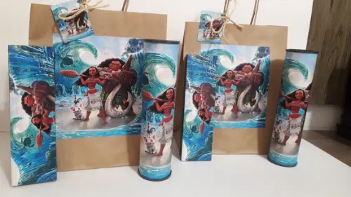 Kit Sacolinha + Domino + Pega Varetas Tema Moana