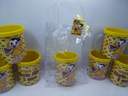 Kit Sacolinha+caneca Acrilica para Foto Tampa de Rosquear