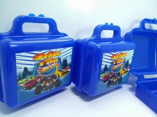 Maletinha Plastica Personalizada Tema Hot Wheels