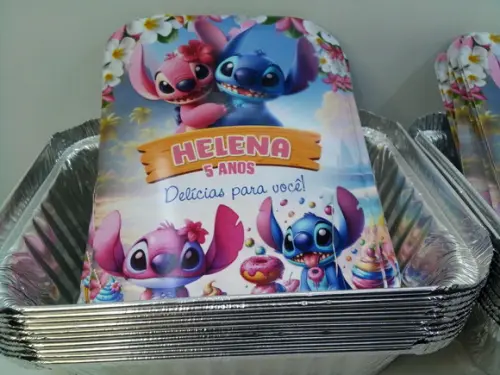 Marmitinha Personalizada Tema Stitch e Angel