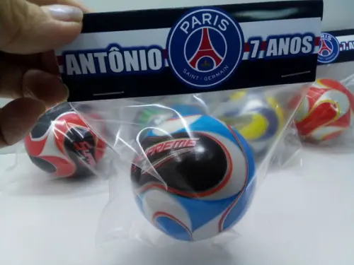 Mini Bola Macia Tamanho 6x6cm Tema Futebol Psg