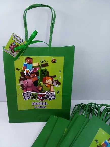 Sacolinhas Personalizada Tema Minecraft