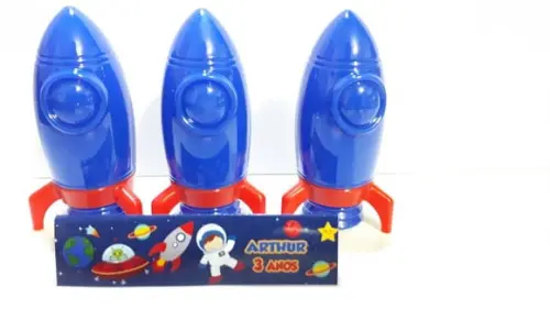 Tubete em Formato de Foguete + Lapela Astronauta