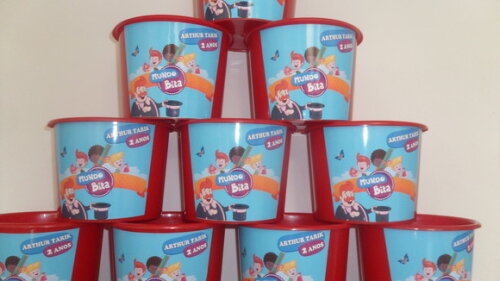 Lembrancinha Mundo Bita Balde de Pipoca 1,5l Personalizado