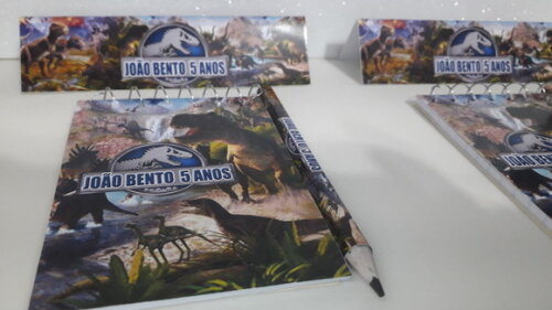 Bloquinho Mini Lápis + Lapela Tema Dinossauro